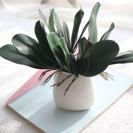 Decorative Flowers Real Touch Artificial Magnolia Leaf 3 Heads PE Hand Feel Simulation Plant Decoration For Home Party El Table 1pcs