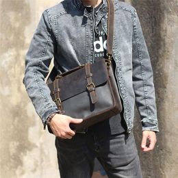 Briefcases Business Vintage Genuine Leather Men's Multifunctional Briefcase Handbag Natural Laptop Messenger Bag