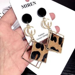 20% off all items 2023 New Luxury High Quality Fashion Jewelry for Korean new leopard print Square cold wind nightclub disco suitable for round face Earrings