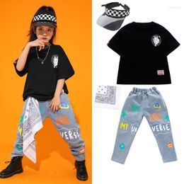 Stage Wear Girls Jazz Dance Costumes Fashion Hip Hop Practice Dancing Street Rave Clothes Performance Clothing 4 Pcs Set DC4805