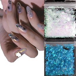 Nail Art Decorations 1 Bag English Alphabet Letter Sequins 6 Colors Mirror Sparkly Laser Mixed DIY 3D Flakes Slices Accessories