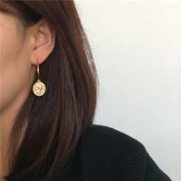 Hoop Earrings TRENDY GOLD Colour PLATING COIN CHARM THIN FOR WOMEN GIRL