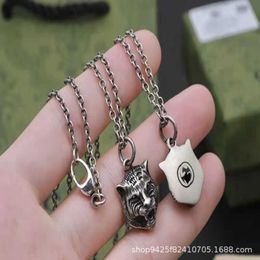 95% OFF 2023 New Luxury High Quality Fashion Jewelry for New Silver Three-dimensional Old Tiger Head Couple Necklace