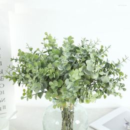 Decorative Flowers Autumn Artificial Plastic Plants Eucalyptus Leaves For Vase Home Christmas Wedding Decoration Fake Arrangement