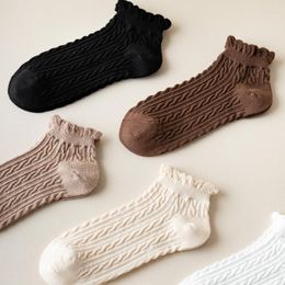 Women Socks 2023 Solid Colours Classic For Cotton Knitting Rib Basic Daily Harajuku Kawaii