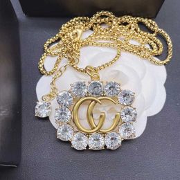 Factory wholesale 2023 New Luxury High Quality Fashion Jewelry for double Rhinestone Brass Necklace versatile niche design adjustable open ring