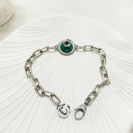 60% OFF 2023 New Luxury High Quality Fashion Jewellery for Silver Malachite Bracelet double twisted hand ornament hip hop gift high version