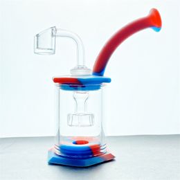 Silicone and glass Dab Rig bubbler with Disc Perc