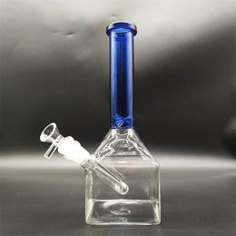 2023 Ziehweise Bong Shisha Bong Glass Dab Rig Einzigartiges Design Multi -Color Blue Cube Basis Gefrierschrank Wasser Bongs Rauchrohre 14,4 mm männliche Schüssel mit Stiel