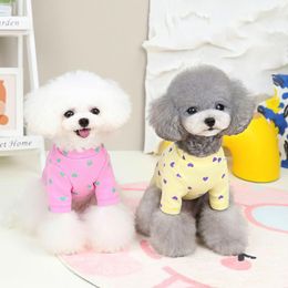 Dog Apparel Love Teddy Bear Print T-shirt Pet Base Coat Vest Sweet Cute Comfortable Casual Universal