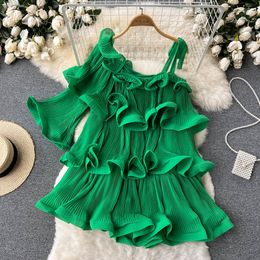 Women Ruffle Women's Tanks Trumpet Sleeve Chiffon Shirt Solid Color Blouse New Short Sleeve Loose Fashion Tide Autumn Summer 2023