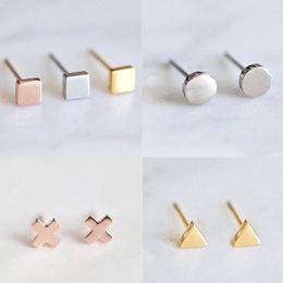 Stud Earrings Fashion Metal Geometric Stainless Steel Ear Studs Cartilage Earring For Women Small Piercing Jewellery Gifts