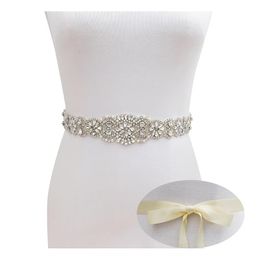 Wedding Sashes Crystal Belts Satin Rhinestone Accessories Bridal Belt Ribbon Sash
