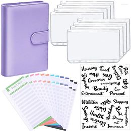 Gift Wrap A6 Binder Pu Budget Planner Refillable Notebook Covers 6 Holes Pockets PVC Zipper Money Saving Envelope