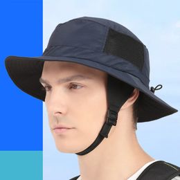 Wide Brim Hats Bucket Beach Surf Cap Mesh Breathable Sun UPF50 Summer Outdoor Fishing Belt Chin Adjustable Water Sport Unisex 230303