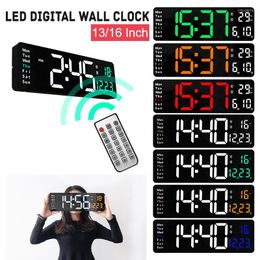 Wall Clocks Wall-mounted Digital Clock Remote Control Temp Date Week Display Power Off 13/16 Inch Large LED Table