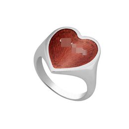 Factory wholesale 2023 New Luxury High Quality Fashion Jewellery for Sterling Silver Red Enamel Heart Family Trend Senior Men and Women Pair Ring Gift