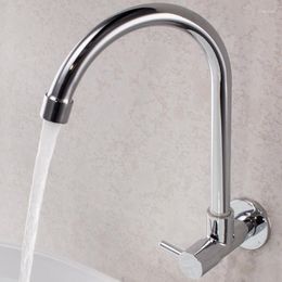 Kitchen Faucets AZOS Wall Mount Bathroom Faucet Single Handle Stainless Steel Vanity Sink Lavatory Cold Water Taps