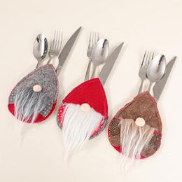 Dinnerware Sets Christmas Decor Cutlery Bag - Faceless Doll Kitchen Tableware Holder Pocket Home Party Ornament Festival