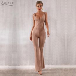 Women's Jumpsuits & Rompers ADYCE 2023 Summer Women Bandage Jumpsuit Romper Sexy V Neck Backless Sleeveless Long Celebrity Evening Party