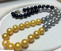 Chains 10-11mm South Sea Round Multicolor Natural Pearl Necklace 18inch Silver Clasp Women Luxury Jewellery Choker