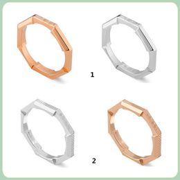 Factory wholesale 2023 New Luxury High Quality Fashion Jewellery for new link to love series striped carved mirror simple men's and women's ring