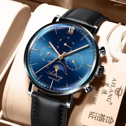 Wristwatches Automatic Mechanical Stainless Watch Men's Waterproof Wristwatch Calendar Week Sports Fashion Relogio Masculino AILANG 8609
