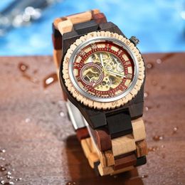 Wristwatches Wooden Automatic Mechanical Watch For Men Luxury Fashion Quartz Creative Mens Watches Male Clock Reloj Hombre