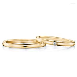 Cluster Rings Classic Glossy Diamond 18K Genuine Real Solid Gold Wedding Proposal Bands Women Men Lovers Couple Upscale Fancy Jewellery