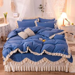 Bedding Sets Fashion Korean Version Of Princess Bed Skirt Four-piece Thickened 1.5m Boutique Simple Style All-