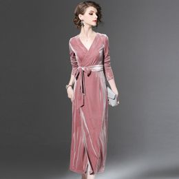 Casual Dresses Velvet Dress Women Vintage Party Maxi 2023 Spring Autumn Long Sleeve Elegant Female Bodycon Vestidos