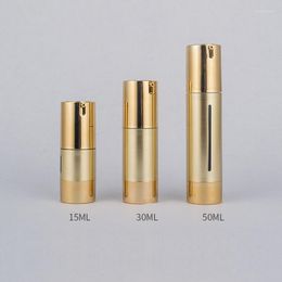 Storage Bottles 15ml 30ml 50ml Empty Gold Airless Dispenser Plastic Pump With UV For Cosmetics And Skin Care Shampoo Shower Gel Liquid