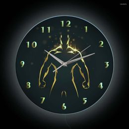 Wall Clocks Bodybuilding Training Time Night Light Clock With LED Backlight For Home GYM Fitness Centre Lighting Neon Sign Watch