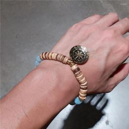 Strand Natural Aquamarin Gravel Jiugong Bagua Amulet Buddha Mala Bracelet For Men And Women Coco Nut Good Luck Healing