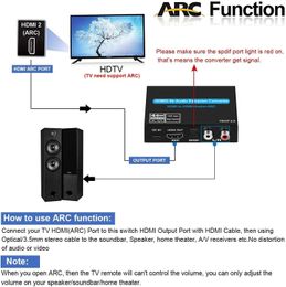 HDMI audio splitter ARC Fibre left and right channels 4K60HZ HDR HDCP cracking decoding