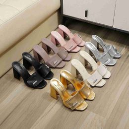 Top quality Brand woman slipper designer lady Sandals summer jelly slide high heel slippers luxury Casual shoes Womens Leather Alphabet Sandals l3a