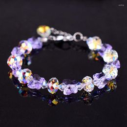 Bracelets de charme Fair Crystal Glass Butterfly Glitter Bracelet para mulheres Exquiste Sparkles delicados jóias de moda de luxo