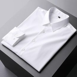 Men's Casual Shirts White Men Long Sleeve Non Iron Mens Shirt Solid Spring Autumn Slim Camisas Work Business Chemise HommeMen's