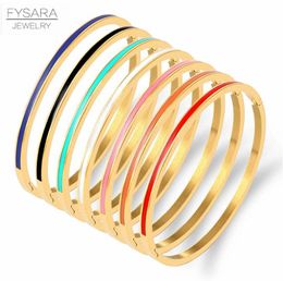 3mm Thin Colourful Orange Enamel Bangles Bracelets for Women Party Fashion Bangles Stainless Steel Jewellery 7 Colour
