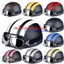 Motorcycle Helmets By Dhl Or Ems 10pcs 54-60CM Helmet With Sun Shield Necklet Retro Style Light And Durable For Outdoor Cycling Protecting