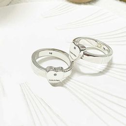 2023 New Luxury High Quality Fashion Jewellery for HEART RING silver original hip hop ins hand Jewellery double ring