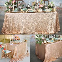 Table Cloth 2Pcs Rectangular Cover Glitter Sequin Rose Gold Tablecloth For Wedding Birthday Party Home Decoration