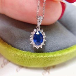 Pendant Necklaces Sunflower Shaped Blue CZ Necklace Women For Wedding Luxury Female Accessories Anniversary Gift Fashion Jewellery