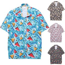 Men's T Shirts Mens 3D Digital Printing Pocket Buckle Lapel Short Sleeve Shirt Pullovers Baggy