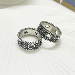 80% OFF 2023 New Luxury High Quality Fashion Jewelry for silver ancient daisy flower double couple pair old ring Valentine's Day gift