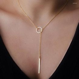 Pendant Necklaces Minimalist Round Stick Necklace For Women Pearl Clavicle Leaves Long Chain Fashion Jewellery Statement Girl Gift