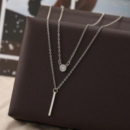 Pendant Necklaces Long Strip Zircon Round For Women Multi-layer Chain Necklace Creative Clavicle Jewellery Gift