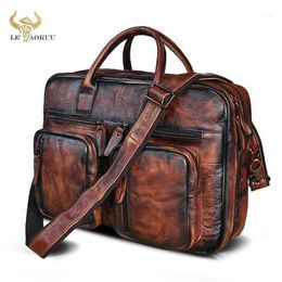 Briefcases Oil Wax Leather Men Design Wine Multifunction Maletas Maletin Business Attache Briefcase 15" Laptop Bag Tote Portfolio K10131