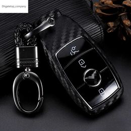 Look New Carbon Fibre Silicone Remote Car Key Case Cover Shell Keychain for Mercedes Benz A C E S Class W203 W204 W212 W213 W176