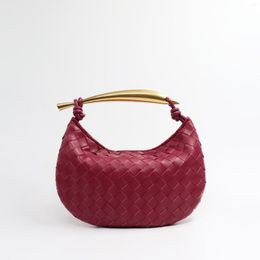 Storage Bags 2023 Spot Woven Handbag Large Capacity Dumpling Bag Solid Metal Handle Casual Portable Women's